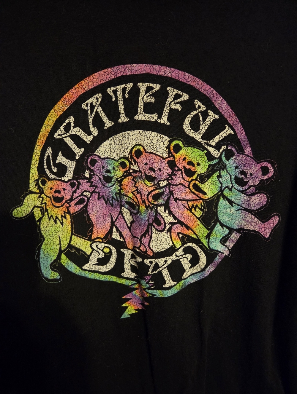 Grateful Dead Dancing Bears Men's T Shirt Black Size Medium TieDye Rainbow Logo